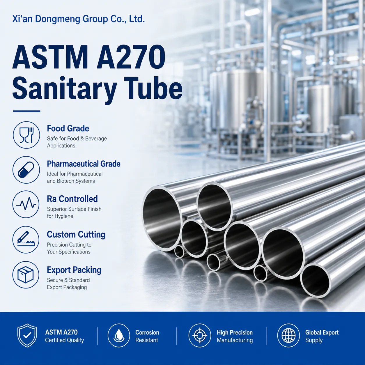 Lieferant für Sanitär-Edelstahlrohre nach ASTM A270|304L/316L-Rohr in Lebensmittelqualität