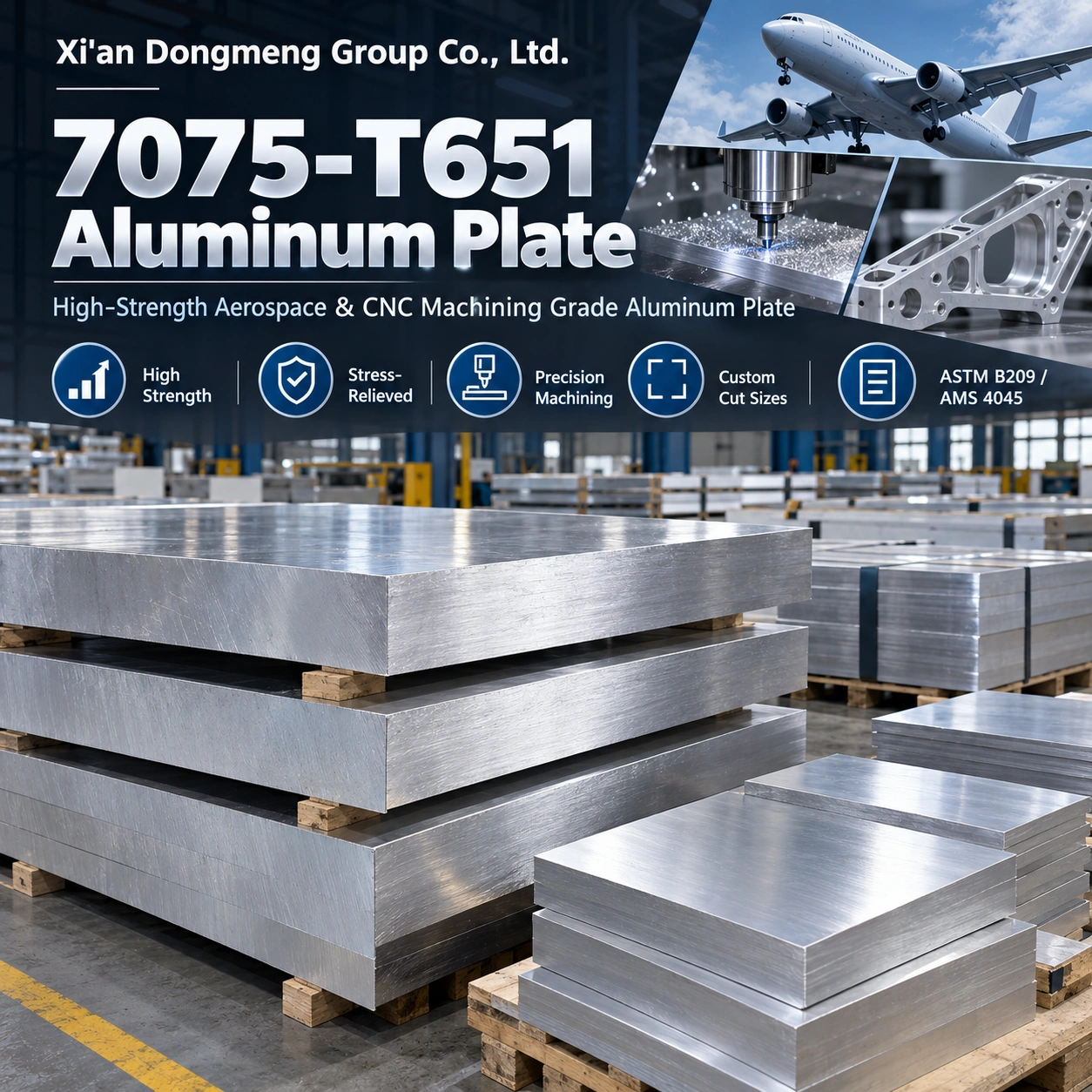 7075 T651 Aluminiumplattenlieferant|ASTM B209 Aluminium in Luft- und Raumfahrtqualität
